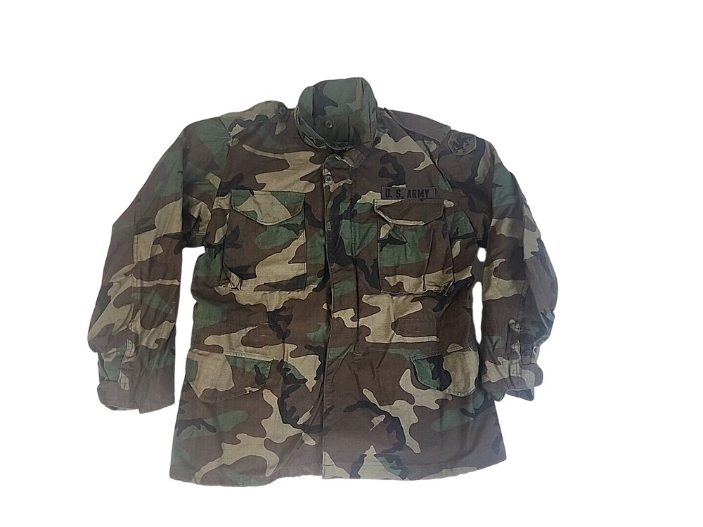 US ARMY MED-REG COAT FIELD JACKET COLD WEATHER WOODLAND CAMOUFLAGE PATTERN Hoody